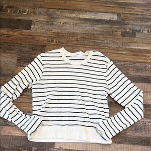 perfectwhitetee Cream and Black Striped Top